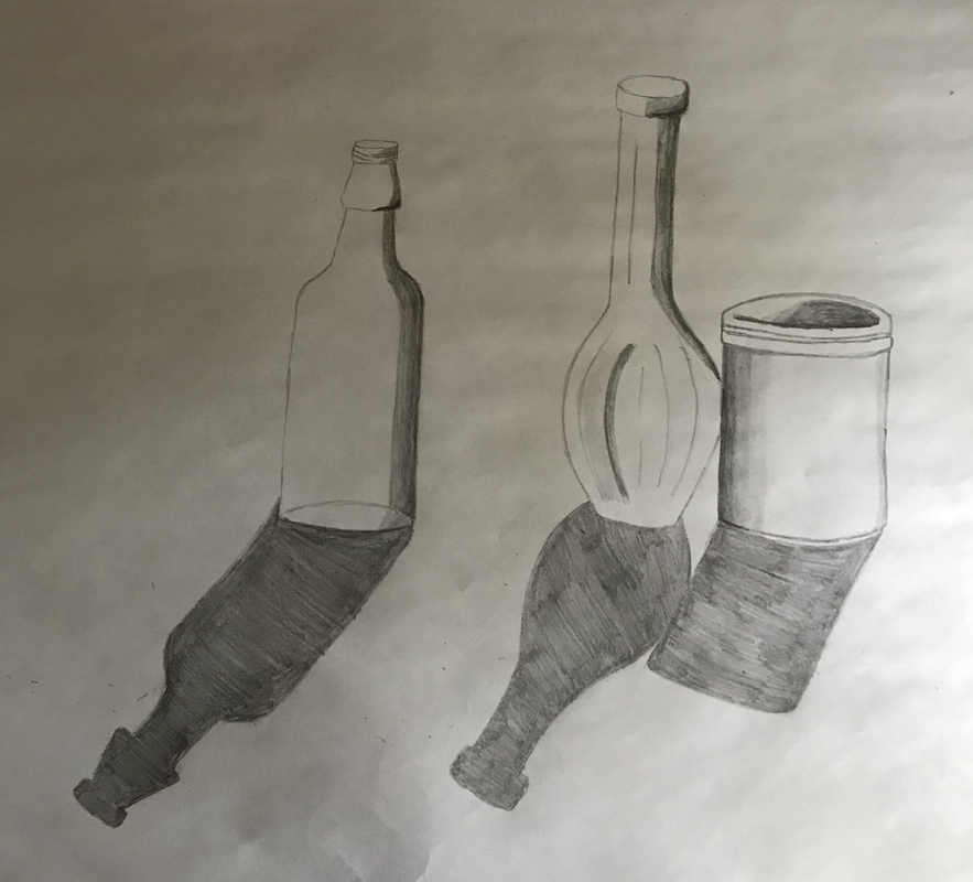 Bottle Still Life Drawing by Alexandra Merker | eBay